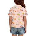 thumbnail image 5 of Girls Polo Shirt Henley Short Sleeve Cute Cartoon Animal Print School Uniform Button Closure Active Causal T Shirts, 150, 5 of 5