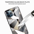 thumbnail image 3 of New For Iphone 13 Pro Max Abstract Marble Pattern Glass Protective Case (rhombus Golden), 3 of 5