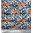 thumbnail image 1 of Soimoi Poly Georgette Fabric texture,leaves & tiger Animal Print Fabric by Yard 52 Inch Wide, 1 of 1
