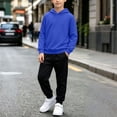 thumbnail image 4 of Cethrio Boys Athletic Outfit Sets, 2 Piece Casual Long Sleeve Running Boys' Activewear Blue Size 14, 4 of 5
