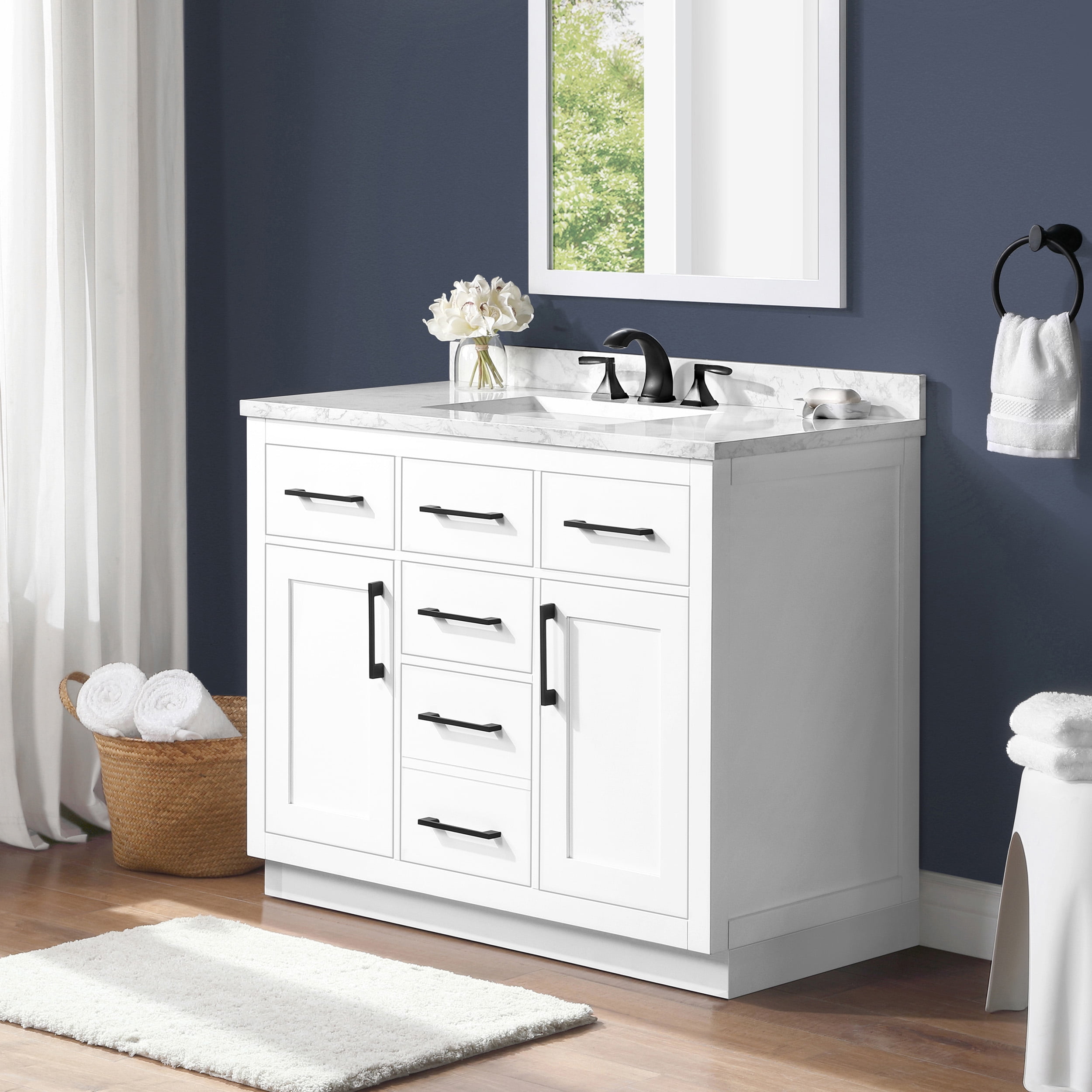 Ove Decors Athea 42 W x 22" D Freestanding Bathroom Vanity with Double Sink, Pure White
