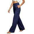 thumbnail image 4 of hoksml Women's High Waisted Wide Leg Pants Stretch Solid Casual Trousers with Pockets for Work Office Daily Wear, 4 of 9
