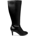 thumbnail image 2 of KAREN SCOTT Womens Black Goring Buckle Accent Comfort Hanna Round Toe Stiletto Zip-Up Dress Boots 9.5 M WC, 2 of 3