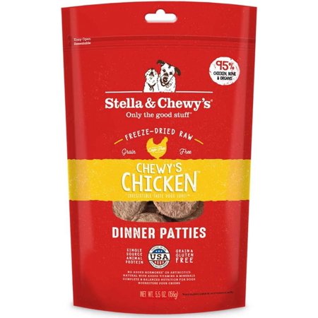 Stella & Chewy's Freeze Dried Raw Dinner Patties – Grain Free Dog Food, Protein Rich Chewy’s Chicken Recipe – 5.5 oz Bag