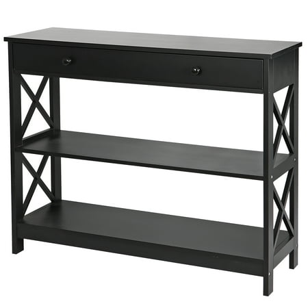 ZenStyle End Table Sofa Side Storage Shelf Living Room Bedroom Furniture 3-Tier X-Design Black