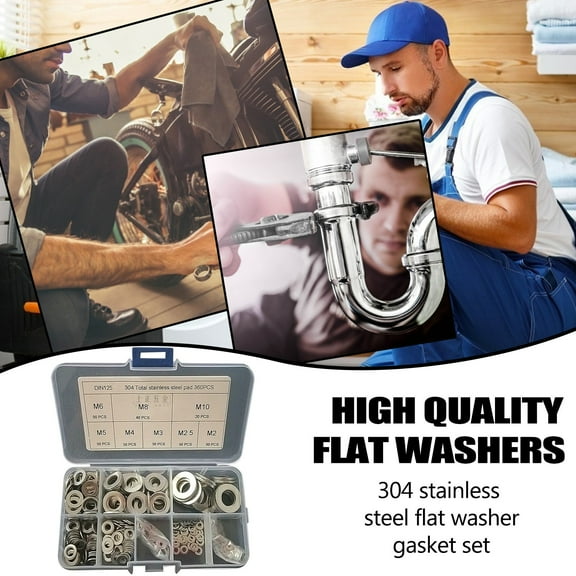 304 Stainless Steel Washer Kit, Flat Ring Assortment for Faucets, By Meiiso, Large Inventory!