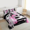 thumbnail image 3 of Manfei Teens Adults Minimalist Rectangle 3 Pieces Queen Comforter Set,Ombre Bling Glitter Ultra Soft Bedding Sets,Gradient Geometric Bedding Comforter Set Breathable,Ultra Soft Home Decor,Reversible, 3 of 8