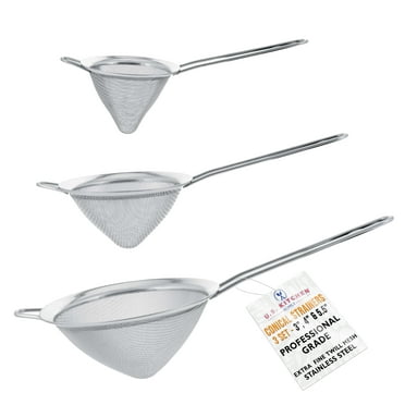 U.S. Kitchen Supply - Set of 3 Conical Fine Twill Mesh Stainless Steel Strainers - Quality, 3", 4" and 5" Sizes