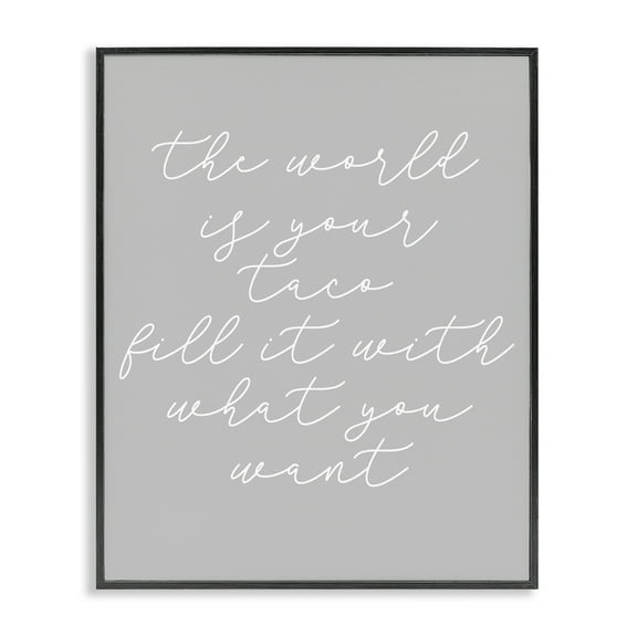 Stupell Industries World Is Your Taco Text & Numbers Painting Black Framed Art Print Wall Art, 11 x 14