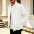 thumbnail image 4 of Solid Color Raglan Sleeves With Elastic Closure Men's Versatile Stand Up Collar Jacket For Daily Use White M, 4 of 7