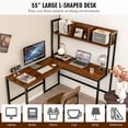 thumbnail image 6 of Costway 55''L-Shaped Desk Corner Computer Desk Writing Workstation Table w/Hutch Walnut, 6 of 10