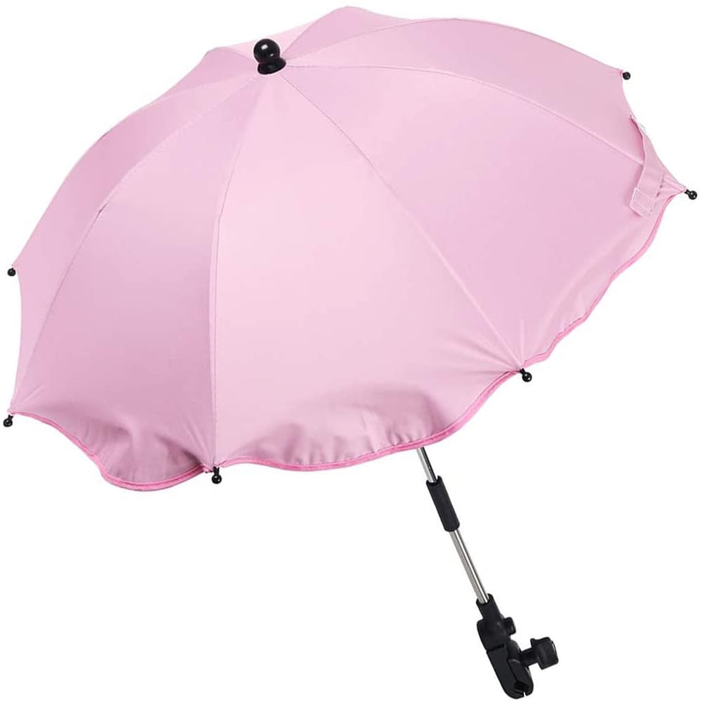 Trolley Bike Wheelchair Shading Umbrella Small-White Universal Baby Parasol Waterproof Umbrella with Holder Clip Clamp Baby Stroller Foldable Sun Shade Sun Protection Sun Shade 