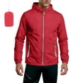 thumbnail image 2 of OIOLOYJM Mens Quick Dry Packable Hooded Jacket Casual Basic Fishing Lightweight Windbreaker Running Hiking Long Sleeve Jacket Coat with Package Bag Red XL, 2 of 5