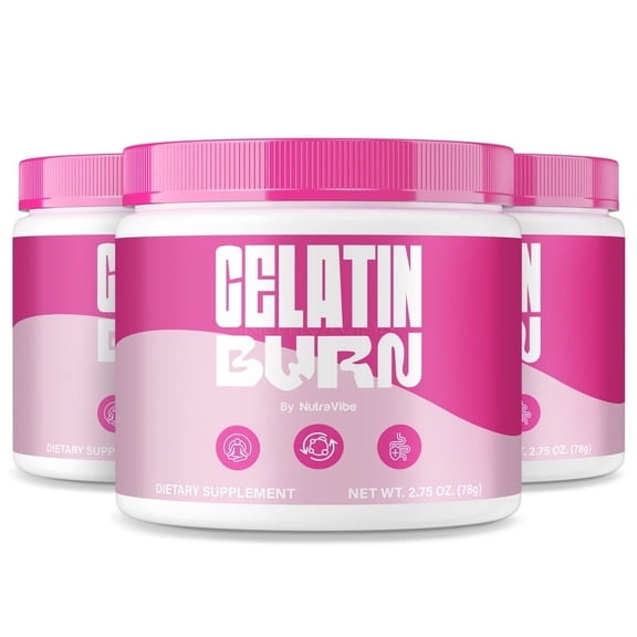 (3 Pack) Gelatin Burn – Natural Daily Powder Formula Designed to Align with Fitness Goals, Support an Active Lifestyle & Body Balance (90 Servings)