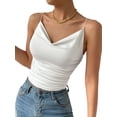 thumbnail image 3 of Women'S Silk Satin Camisole Cowl Neck Tank Top Silky Basic Tank Shirt White L, 3 of 9