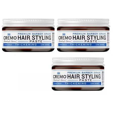 Cremo Thickening Pomade Barber Grade (High Hold/Low Shine) 4 Oz Jars x 3 ( 12 Total Oz )