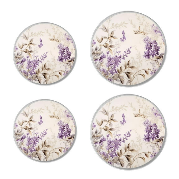 Round Stove Burner Covers 4 Pcs Metal Electric Stove Burner Covers 8Inch And 10Inch ,Pattern of Flower print
