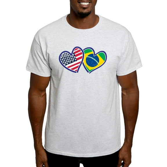 CafePress - USA Brazil Heart Flags T Shirt - Men's Classic Graphic T-Shirt