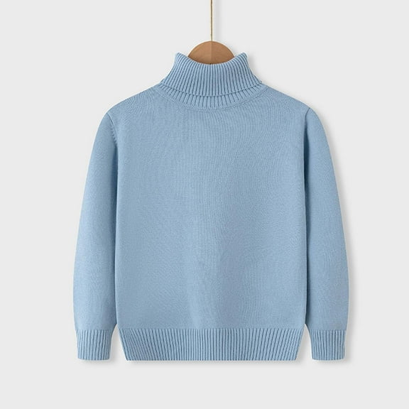 UQJfacai Kids Knit Sweater Boys Girls Soft Turtleneck High Neck Solid Fall Sweaters Winter Warm Long Sleeve Pullover Tops 2-15 Years