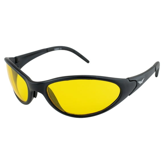 Global Vision Jaguar Motorcycle Safety Sunglasses Black Frame w/ Yellow Lenses