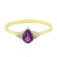thumbnail image 3 of KIRAN FINE JEWEL Pear Purple Amethyst Topaz Cocktail Band Ring Yellow Gold Plated 925 Sterling Silver Wedding Band Ring Statement Jewelry Gift For Her, 3 of 5