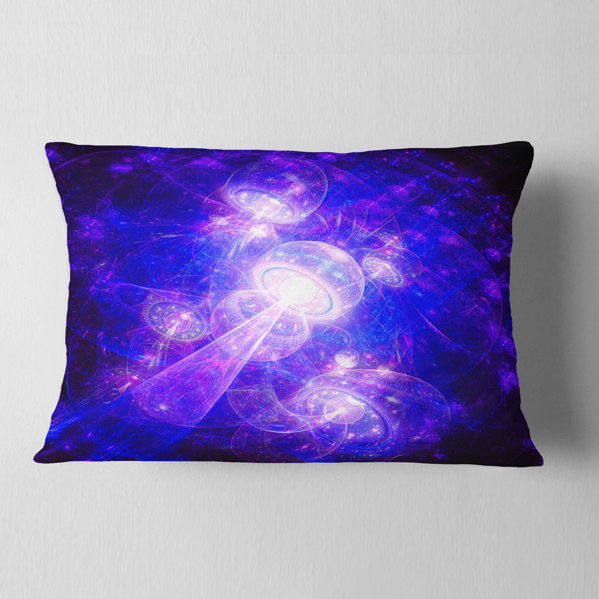 Designart Bright Blue Fractal Space Theme - Abstract Throw Pillow - 12x20