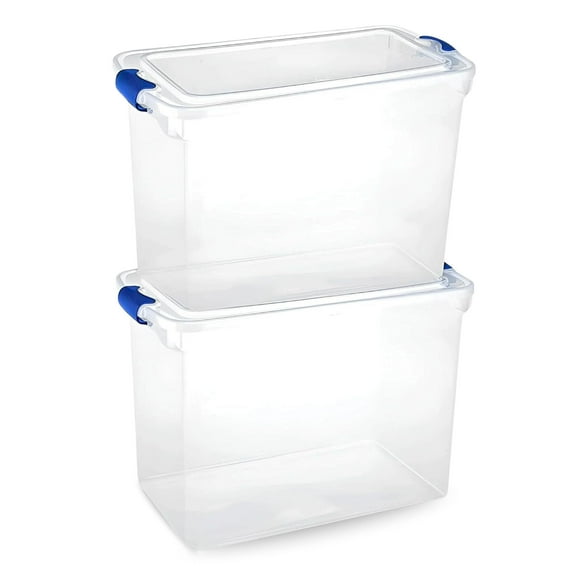 Open Box Homz 112 Quart HD Clear Plastic Stackable Storage Containers, 2 Pack