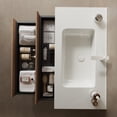 thumbnail image 3 of 36 Inch Floating Bathroom Vanity with Ceramic Sink, Wall Mounted Bathroom Vanity with 2 Storage Drawers, Solid Wood Bathroom Storage Cabinet, Walnut, 3 of 9