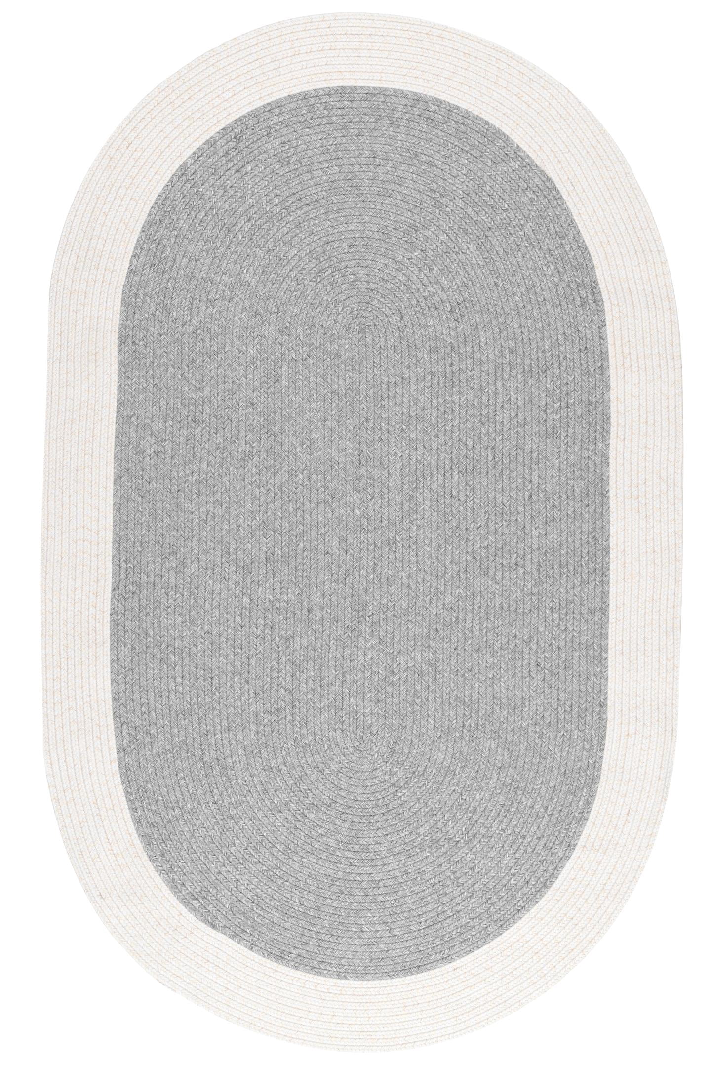 nuLOOM Delaine Braided Solid Border Indoor/Outdoor Area Rug, 8' x 10', Gray
