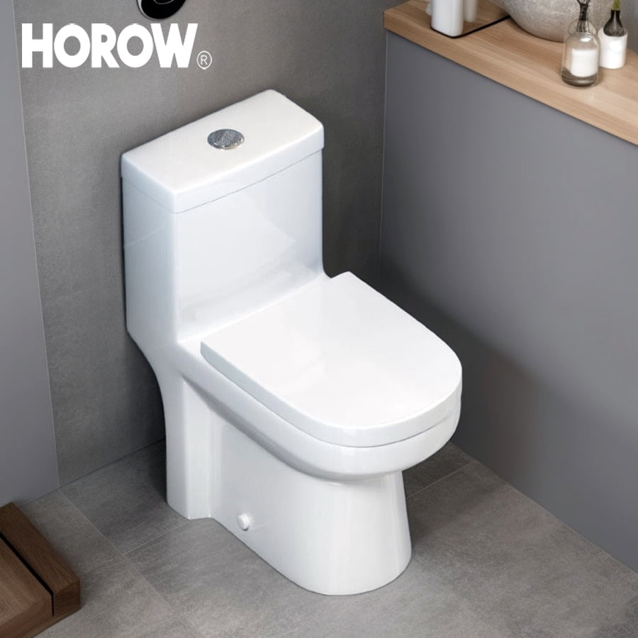 HOROW Liberty 12" Rough-in Compact  Dual-Flush Round One-Piece Toilets  1.28GPF Ceramic in White