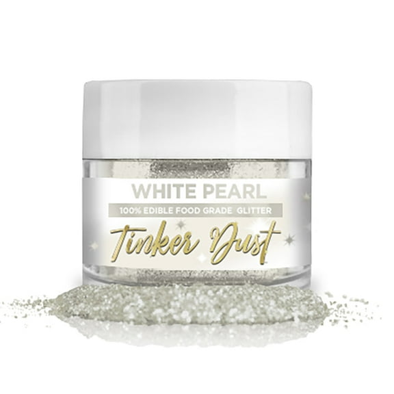 BAKELL White Pearl Edible Glitter, 5 Gram | TINKER DUST Edible Glitter | KOSHER Certified | 100% Edible Glitter | Cakes, Cupcakes, Cake Pops, Fondant, Drinks, Dessert Vegan Glitter