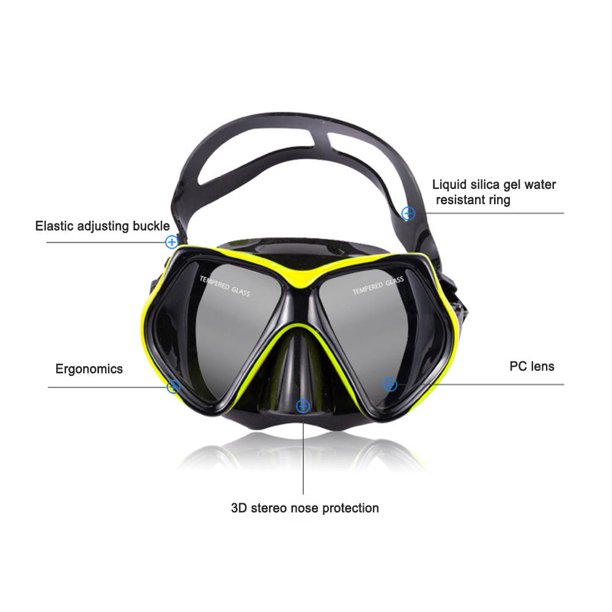 Máscaras de buceo Tubo de respiración de esnórquel Conjunto de gafas antivaho Adulto para amarillo JShteea Para Estrenar