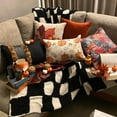 thumbnail image 5 of Decorative Brown 12"x18" (30x45 cm) Lumbar Pillow Covers, Suede Feather & Patchwork Oblong Pillows For Couch, Birds Pattern Modern Style Halloween Decorations - Feather Apart, 5 of 9