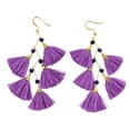 thumbnail image 3 of Zig Zag Chandelier Purple Tassels Amethyst and Brass Drop Earrings for Female Adult, 3 of 5