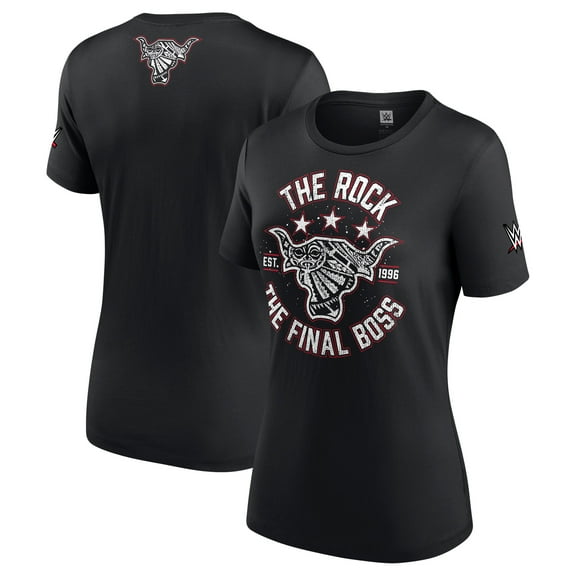 Women's Black The Rock The Final Boss T-Shirt