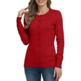 thumbnail image 3 of Aiyino Women's Long Sleeve Button Down Crew Neck Classic Sweater Knit Cardigan,Christmas Red L, 3 of 9