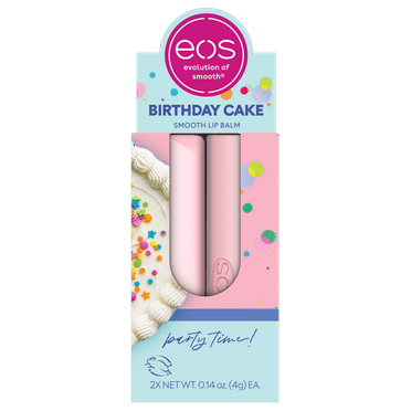 eos Natural Shea Lip Balm- Birthday Cake, 0.14 oz, 2-Pack