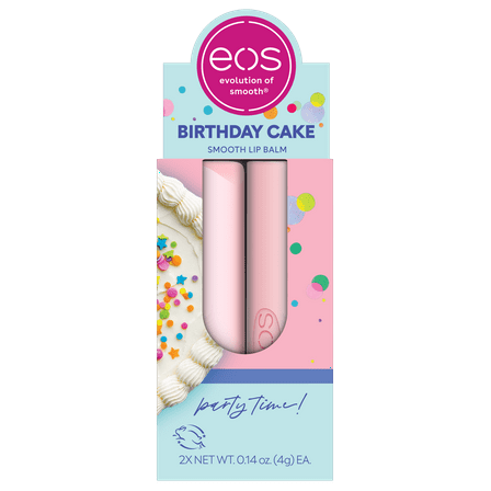 eos Natural Shea Lip Balm- Birthday Cake, 0.14 oz, 2-Pack