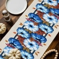 thumbnail image 5 of Table Runner Dresser Scarves 90 Inch Long,Retro Autumn Blue Pumpkins Linen Dining Table Runners, 5 of 9