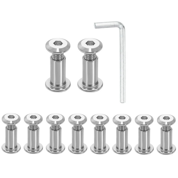 Uxcell 10Sets M6x12mm Hex Drive Socket Cap Bolt M6*15mm Nuts with M4 Hex Wrench Silver