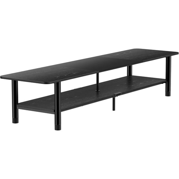 ErgoAV ERTFX1-01B 80" FlexFold Frame TV Stand with Shelves- Black Wood Grain