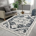 thumbnail image 3 of EastVita Area Rugs Carpets Runner Rug for Living Room Shag Rug Bedroom Rug Vintage Boho Grey Rug Bathroom Rugs High Low Pile Medallion Throw Rugs Stain Resistant Carpet grey 9*12ft, 3 of 7