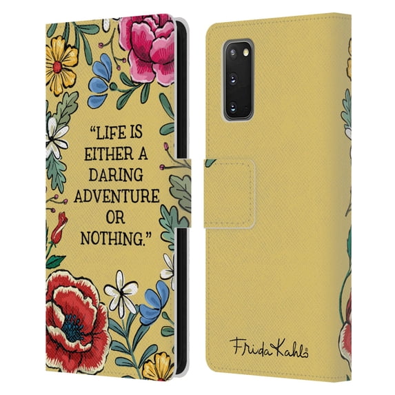 Head Case Designs Officially Licensed Frida Kahlo Art & Quotes Daring Adventure Leather Book Wallet Case Cover Compatible with Samsung Galaxy S20 / S20 5G