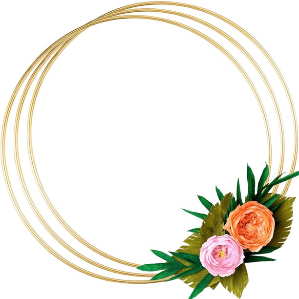Paquete de 3 anillos grandes de aro floral de metal de 14 pulgadas, anillos de aro dorados de macramé para hacer decoración de corona de boda y manualidades para colgar en la pared de atrapasueños DIY