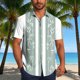 thumbnail image 1 of Blusa y camisa de manga corta con cuello vuelto Camisa casual para hombre Camisa de bolos vintage de manga corta Camisas de verano de playa cubana Camisa con botones Blusa para hombre Poliéster, 1 of 6