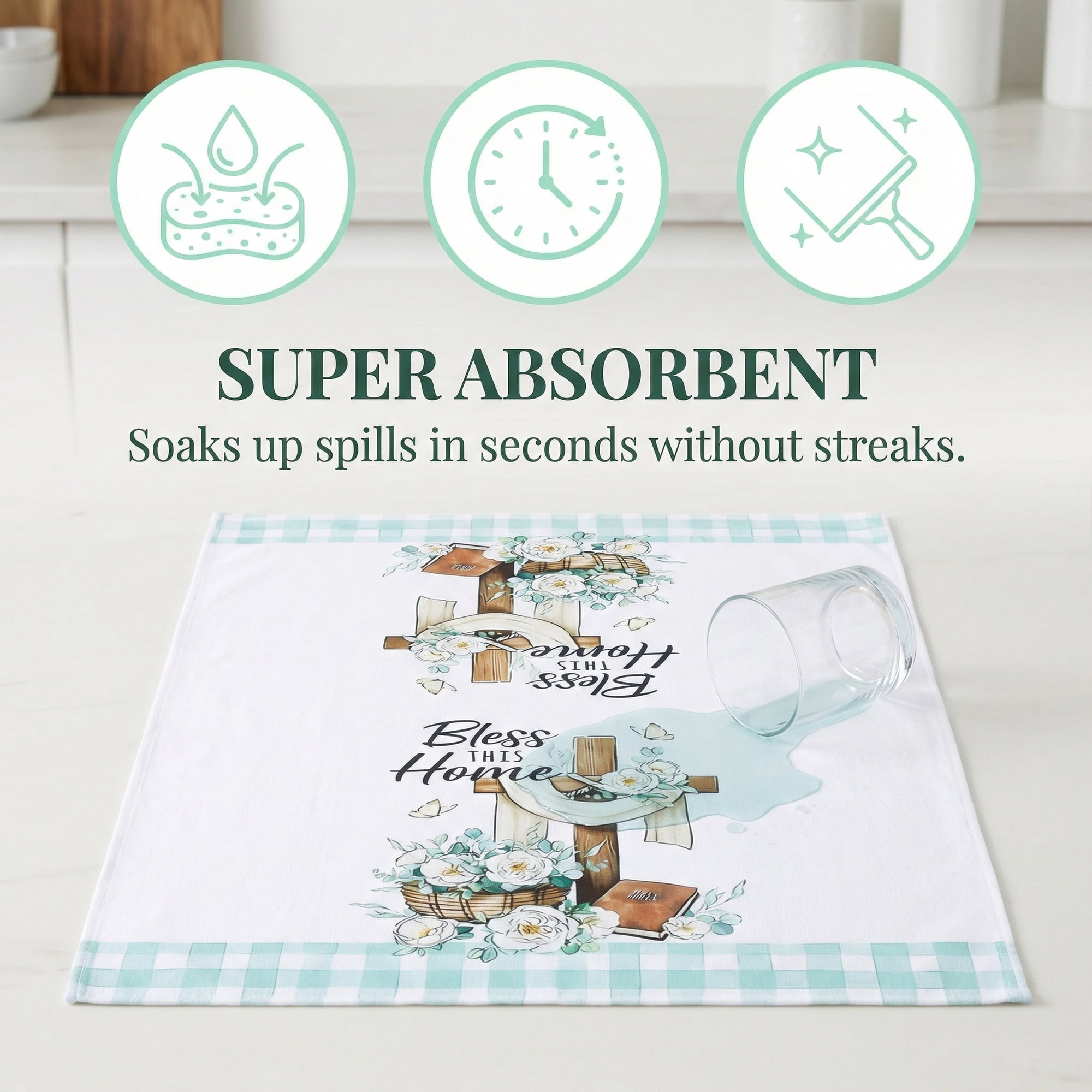Unique Bargains Soft Absorbent Quick Dry Microfiber Kitchen Towel 4 Pack Green 26" x 18"