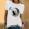 thumbnail image 2 of Tiweut Blouses for Women Spring Summer Cat Printed Short Sleeve Round Neck Loose Fit Tees for Lady White, 2 of 5