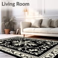 thumbnail image 2 of ODIKA 8'x10' Machine Washable Non-Slip Area Rug, Vintage Damask with Scrolling Vine and Botanical Details High Traffic Rug, Black, 479264, 2 of 7