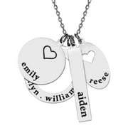 Personalized Women's Stainless Steel Engraved Family Name Cluster Necklace