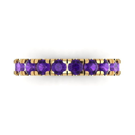 1 ctw Wedding Band for Women - 18K Yellow Gold Natural Amethyst Stackable Eternity Ring